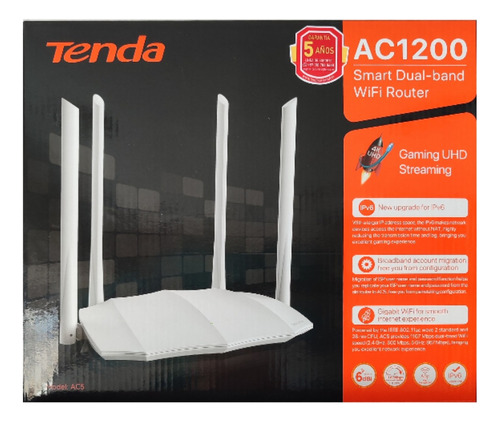 Router Tenda Ac5 Doble Banda Ac1200 4 Antenas Wifi Fibra