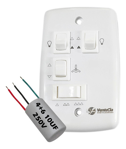 Chave Capacitiva 2 Lâmpada C/ Capacitor Ventilador De Teto