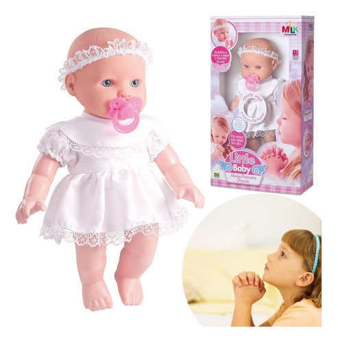 Boneca Infantil Minha Primeira Oração Little Baby Branca