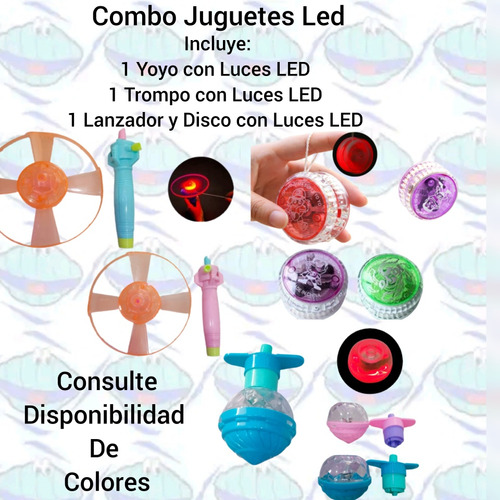 Combo Juguetes Led / Yoyo / Trompo / Disco Platillo Volador