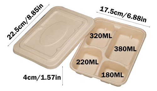 Lonchera Desechable De Cuatro Compartimentos Para Almuerzos