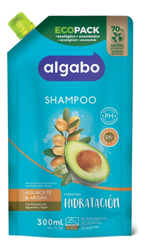 Shampoo Algabo Aguacate Argán Doypack X 300 Ml 