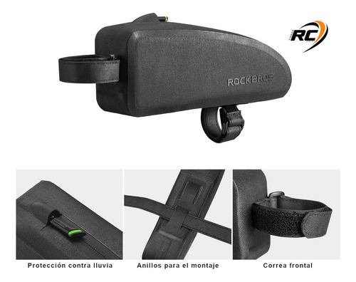 Bolso Rockbros Delantero Diseño Minimalista Ciclismo Ruta Negro