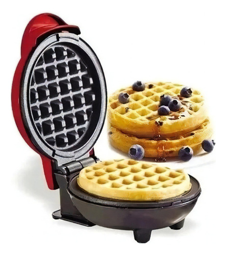 Máquina De Fazer Waffle Grill Panqueca Elétrica Prática Cor Vermelho