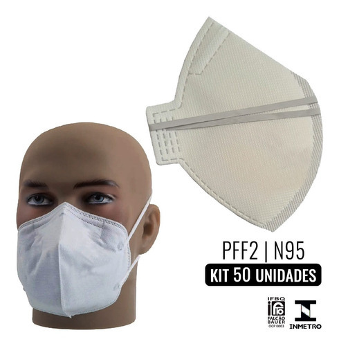 Máscara Pff2 Respirador N95 Branca Kit 50 Peças Alliance