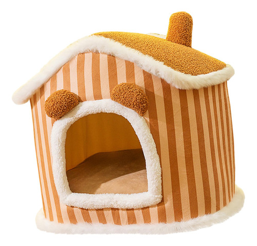 Preciosa Cama Para Gatos, Cabaña Antideslizante, Marrón M