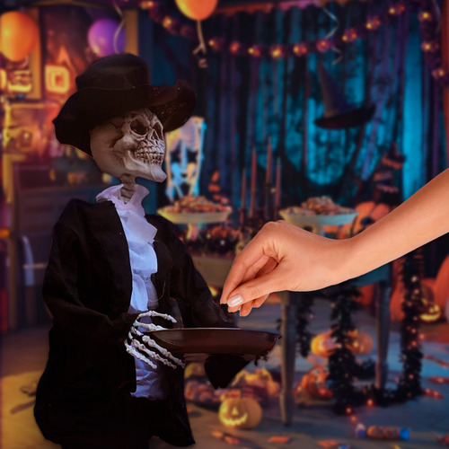 Decoracion Halloween Esqueleto Mayordomo Luz Sonido Cotillon