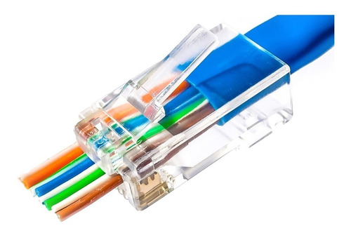 Pack Fichas Pasante Ez Rj45 Cat5 Armado Red Utp Bolsa X100