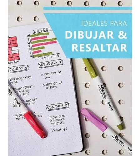Imagen 7 de 9 de Marcadores De Texto Sharpie Note Biselado Al Agua X24