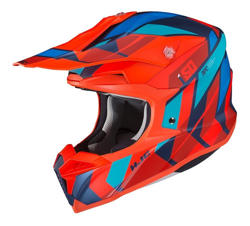 Capacete Motocross Hjc I50 Vanish Velocross Enduro Trilha Cor Laranja/Azul Tamanho do capacete 62