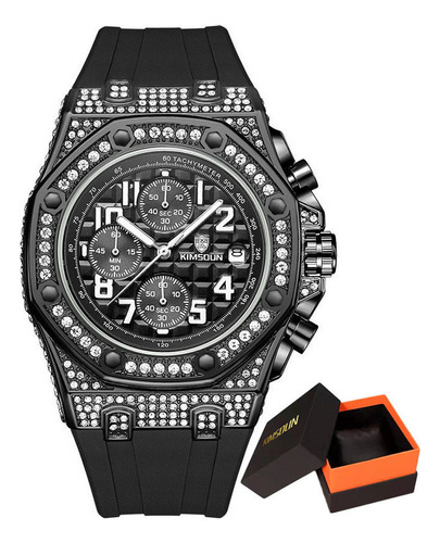 Reloj Kimsdun 1225 Con Calendario Luminoso Y Diamantes