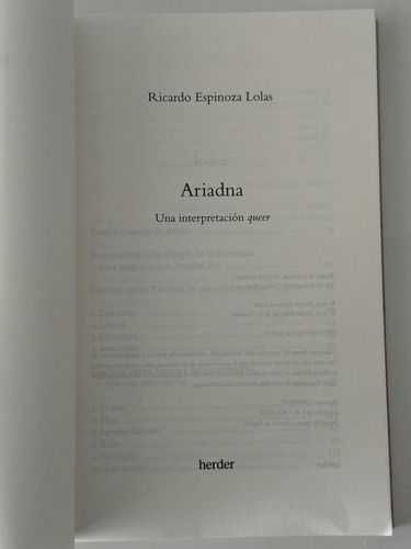 Ariadna. Una Interpretación Queer, Espinoza, Herder, W,0 (Usado)