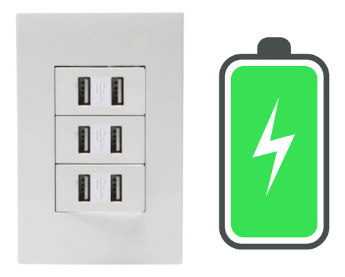 Tomada Parede Dupla Entrada Usb Bivolt Moderno Tecnologia Cor Modelo9