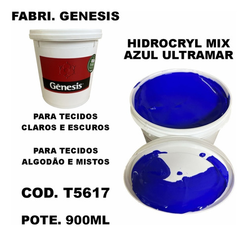 Tinta Hidrocryl Mix Azul Ultramar Genesis 900ml T5615
