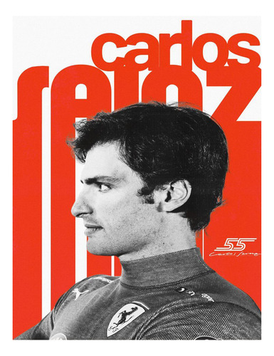 Poster Papel Fotografico Carlos Sainz Bn Naranja Sala 60x80