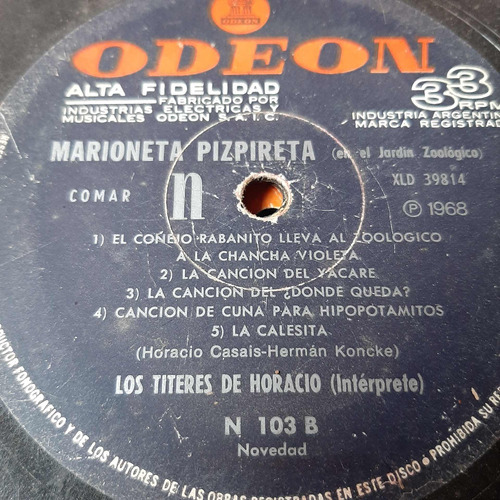 Sin Tapa Disco Los Titeres De Horacio Marioneta Pizpireta T0