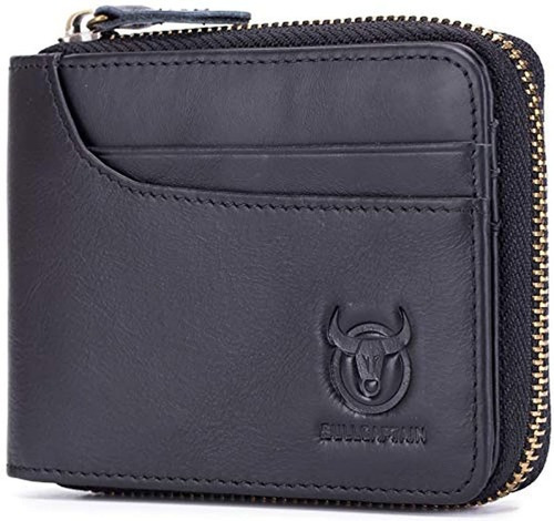 Cartera De Piel Para Hombre Con Cierre Rfid Y Cierre Bifold