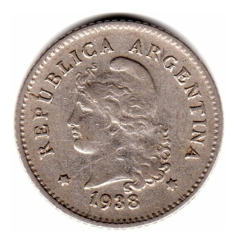 Moneda Argentina 10 Centavos 1938 Niquel