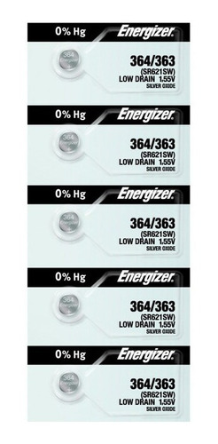 Pilas Energizer Especiales Botón 364 Oxido De Plata X5u.