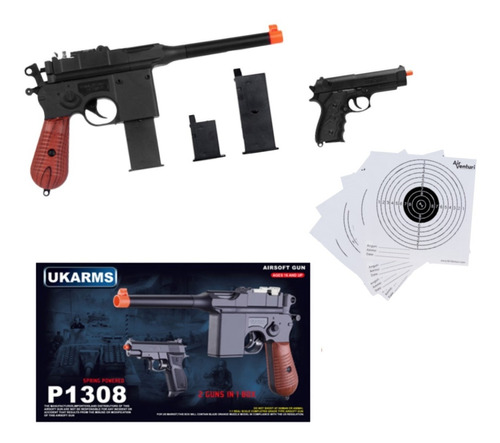 Combo Marcadora Airsoft Resorte P1308 M777 Bbs 6mm Xchws P