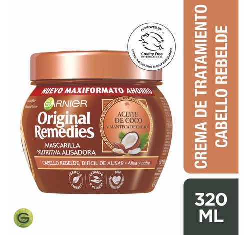 Imagen 1 de 6 de Crema De Tratamiento Coco Cacao 300 Ml Original Remedis