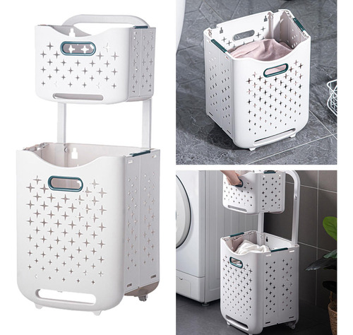 Cesta De Almacenamiento De Ropa Sucia Multiusos Con Ruedas 2