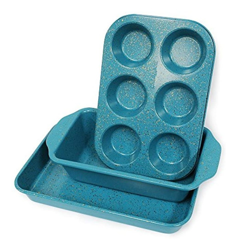 Juego De 3 Piezas Para Horno Tostador Casaware (azul - Grani