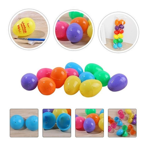 Kit Com 12 Ovos De Plástico Surpresa Coloridos Para Páscoa