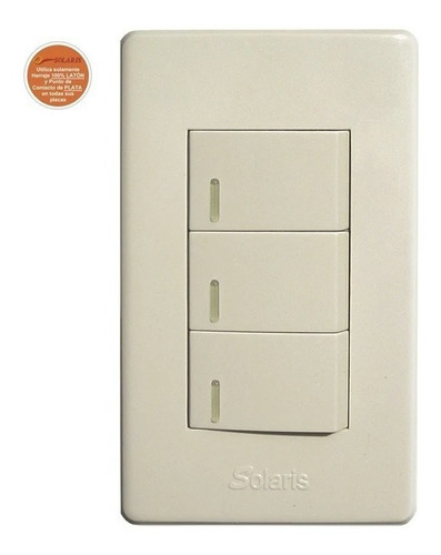 Placa Solaris Elegance C/ 3 Apagadores Marfil