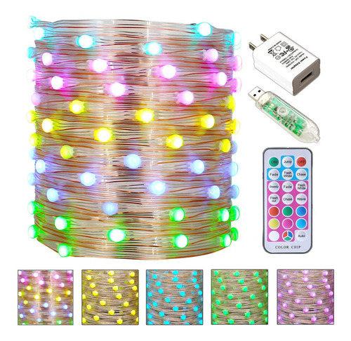 Cadena Luz Led 150 Impermeable Multicolor Cambiante Control