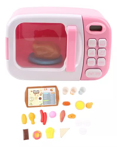 Horno microondas de juguete rosa para niños con luz y sonido Ref203