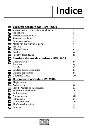 Libro Cancionero Catupecu Machu Con Letras Y Acordes