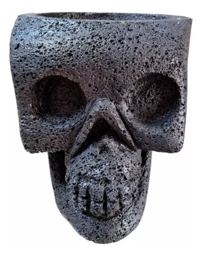 Molcajete Artesanal Modelo Cráneo Calavera Piedra Volcánica