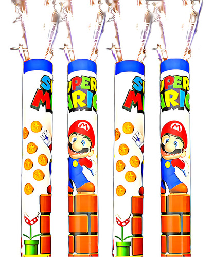 Vela Bengala De Mario Bros X1u - Celebra Con Mario