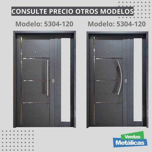 Puerta De Hoja Y Media Con Postigo Fijo Chapa Decorada Gris Oscuro