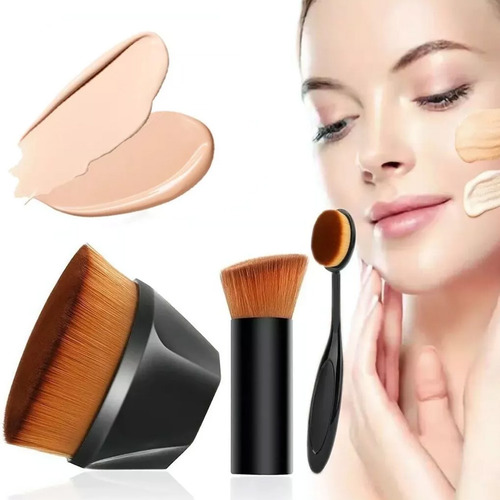 Set 3 Brochas Plana De Maquillaje Para Base Brocha
