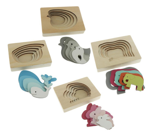 Rompecabezas De Madera Para Niños Multicolor