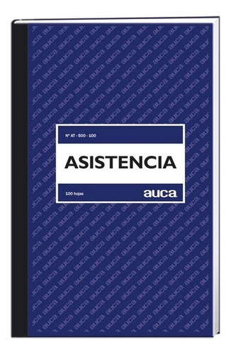 Libro De Asistencia 100 Hojas Marca Auca Color Azul