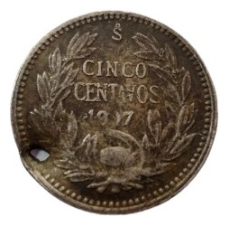 Moneda Chile 5 Centavos 1907 Plata 0 5 (x104