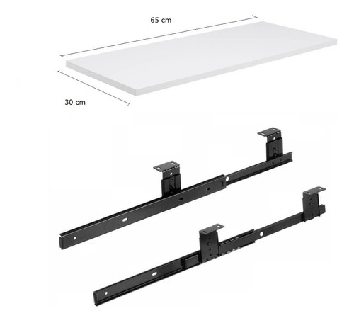 Imagem 3 de 7 de Corrediça Telescópica Teclado Regulável 27/35cm - Kit