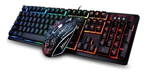 Teclado Y Mouse Gamer Barato Ergonómico Luces Rgb