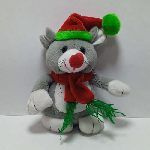 Peluche Navideño De Ratoncito Con Bufanda