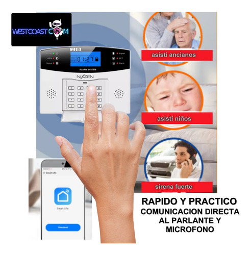 Kit Alarma Casa Negocio Inalambrica Wifi Audio + Camara Wifi Blanco
