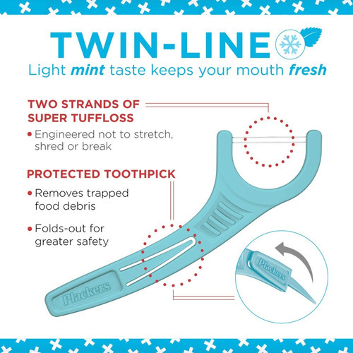 Plackers Twin Line Seda Dental 150 Unidades