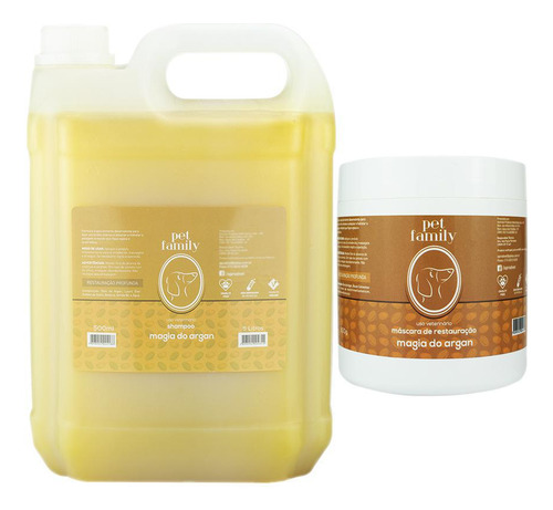 Kit Banho Pra Cães E Gatos Shampoo 5l + Máscara Argan 500g