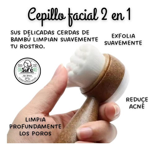 Cepillo Facial De Bambú 2 En 1 De Fibra De Coco