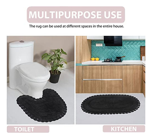 Juego De Tapetes De Baño Reversibles De Algodón 100%