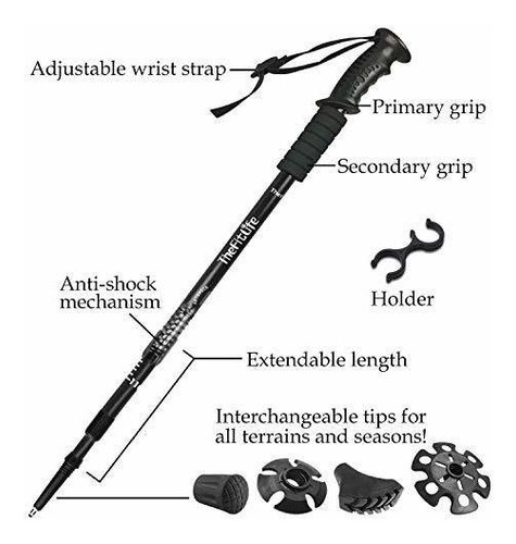 Imagen 3 de 5 de Bastones De Trekking - Paquete De 2 Con Sistema Antishock