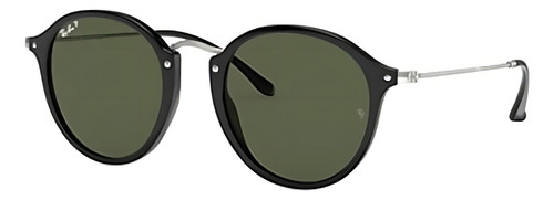 Anteojos de sol Ray-Ban Round Fleck talle Standard armazón gloss black y lente green