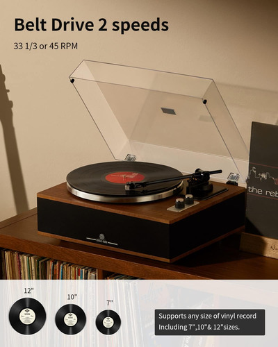 Tocadiscos De Vinilo Angels Horn, Giradiscos Bluetooth Co...